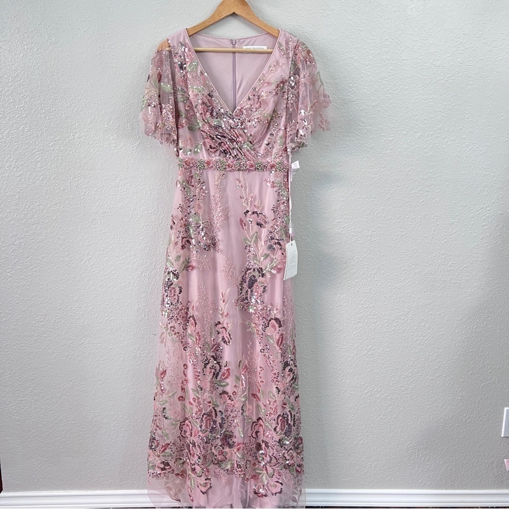 NEW $598 MAC DUGGAL 67880 FLORAL EMBELLISHED SHORT SLEEVE GOWN SIZE 8 - Picture 6 of 17